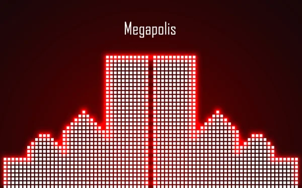 Αφηρημένη εικόνα της Μεγαλόπολης σε νέον. Vector εικονογράφηση. EPS 10 — Διανυσματικό Αρχείο