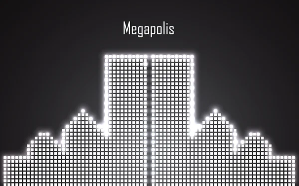 Neon megalopolis soyut görüntüsü. Vektör çizim. EPS 10