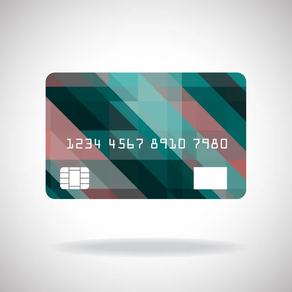 Icona della carta di credito con astratto disegno geometrico colorato isolato su sfondo bianco. Illustrazione vettoriale. Eps10 — Vettoriale Stock