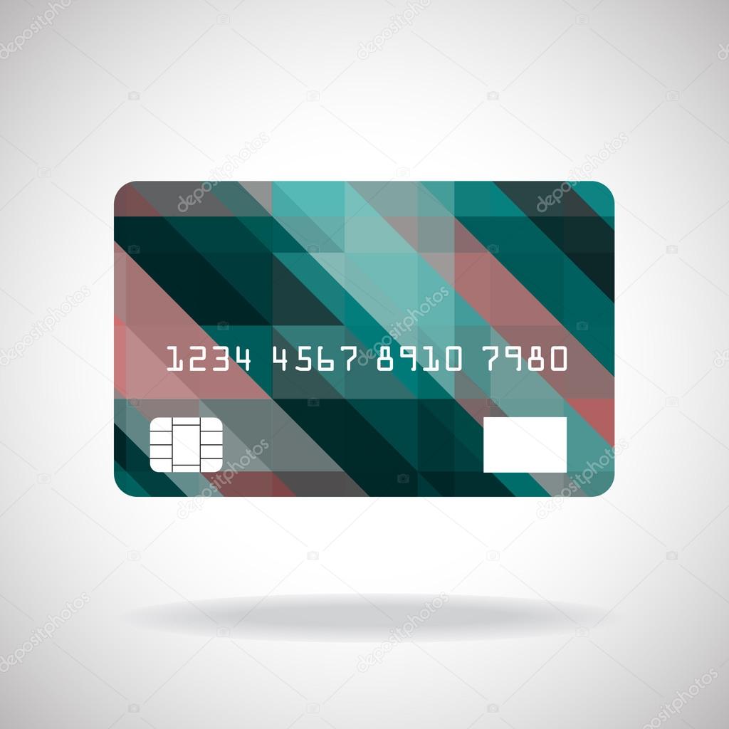 Credit card icon with abstract geometric colorful design isolated on white background. Vector illustration. Eps10