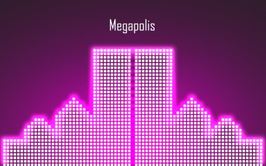 Neon megalopolis soyut görüntüsü. Vektör çizim. EPS 10