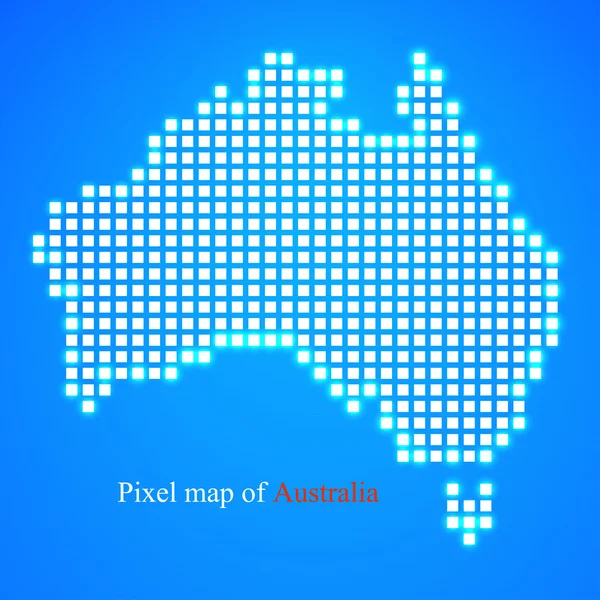 Pixel map of Australia. Technology style with glow effect. Colorful background. Vector illustration. Eps 10 — ストックベクタ