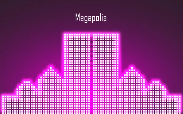 Neon megalopolis soyut görüntüsü. Vektör çizim. EPS 10