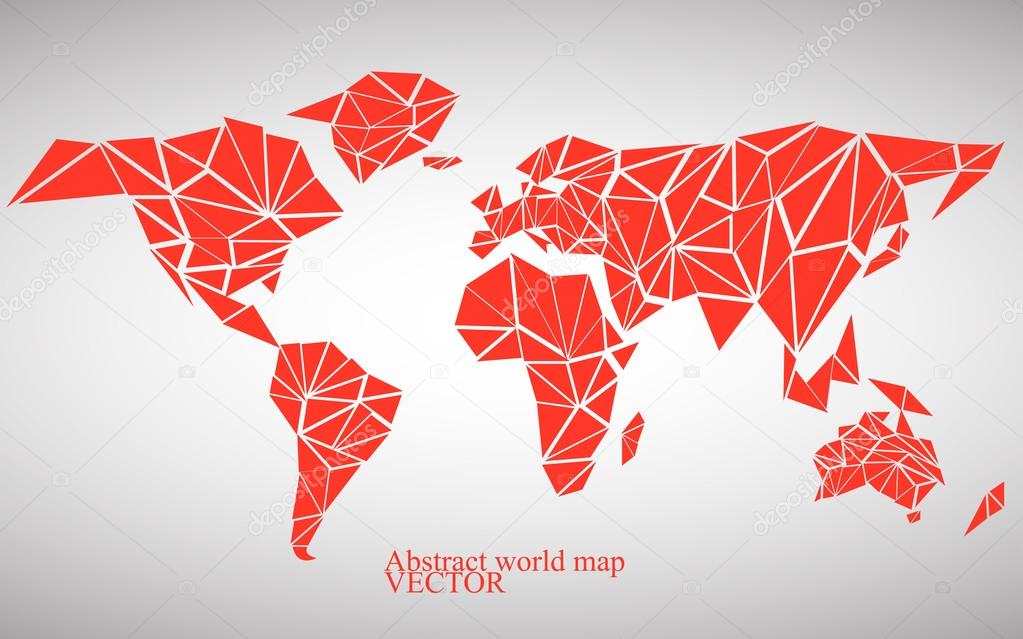 Abstract world map background in polygonal style. Colorful vector illustration. Eps 10