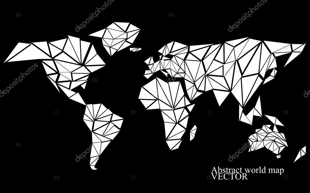 Abstract world map background in polygonal style. Colorful vector illustration. Eps 10