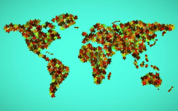 Mapa do mundo das folhas de bordo. Fundo vetorial. Eps 10 —  Vetores de Stock