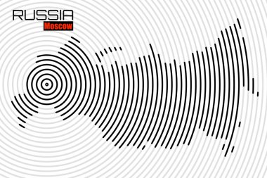 Soyut Rusya radyal çizgilerinin haritası. Rusya Federasyonu. Moskova haritasında işaretli. Vektör illüstrasyonu