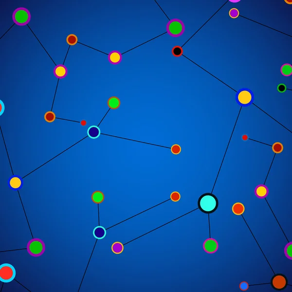 Rede abstrata, fundo colorido, comunicação de tecnologia, estrutura de moléculas. Ilustração vetorial. Eps 10 — Vetor de Stock