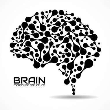 Moleküler yapıdaki insan beyni, tasarımın için fikir, vektör illüstrasyonu