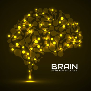 Moleküler yapıdaki insan beyni, tasarımın için fikir, vektör illüstrasyonu