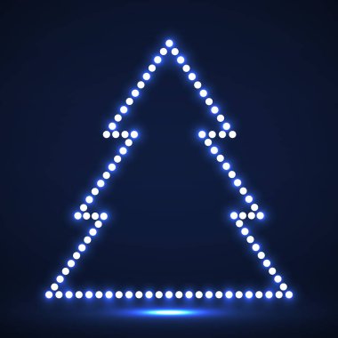 Parlak halkalardan soyut noel ağacı. Vektör illüstrasyonu