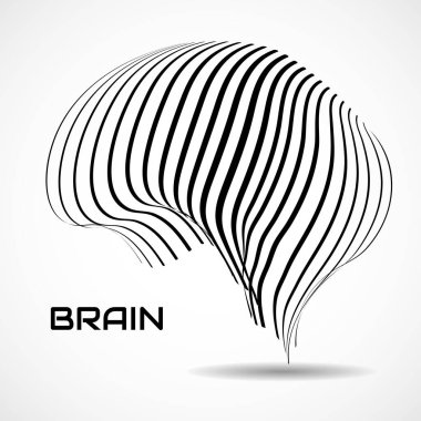 Soyut insan beyni. Siyah çizgili logo