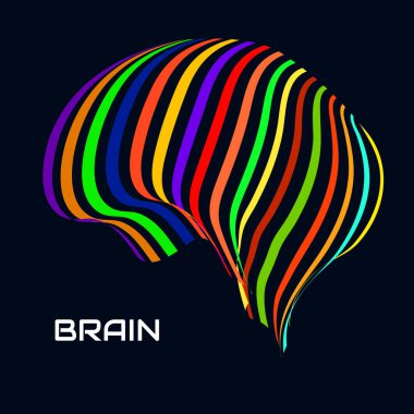 Soyut insan beyni. Renkli çizgileri olan logo