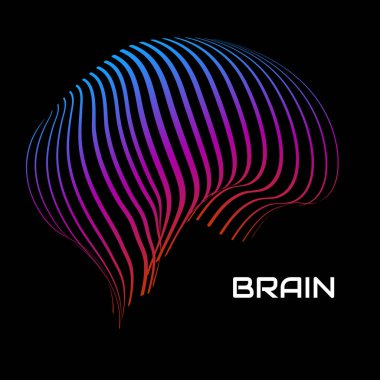 Soyut insan beyni. Renkli çizgileri olan logo