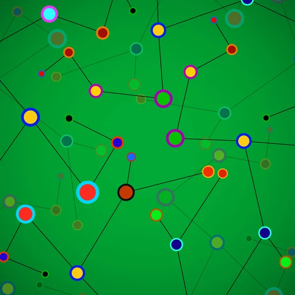 ネットワーク、カラフルな背景、通信技術、分子構造を抽象化します。ベクトルの図。Eps 10 — ストックベクタ