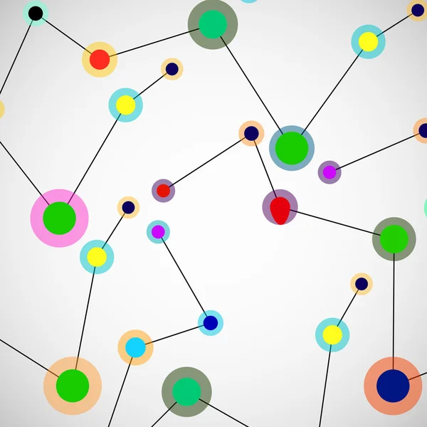 ネットワーク、カラフルな背景、通信技術、分子構造を抽象化します。ベクトルの図。Eps 10 — ストックベクタ