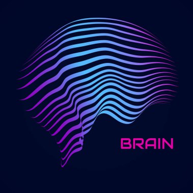 Soyut insan beyni. Renkli çizgileri olan logo