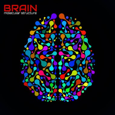 Moleküler yapıdaki insan beyni, tasarımın için fikir, vektör illüstrasyonu