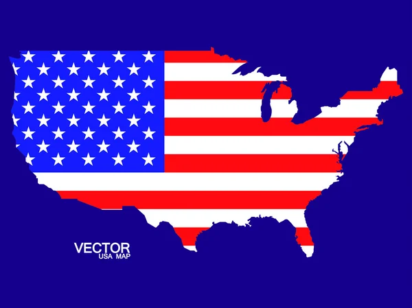 Kaart van Verenigde Staten van Amerika met vlag. Vectorillustratie. EPS-10 — Stockvector