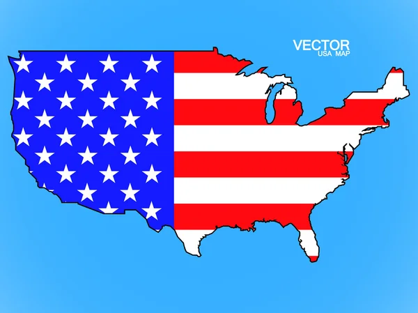 Mapa dos Estados Unidos da América com bandeira. Ilustração vetorial. Eps 10 — Vetor de Stock