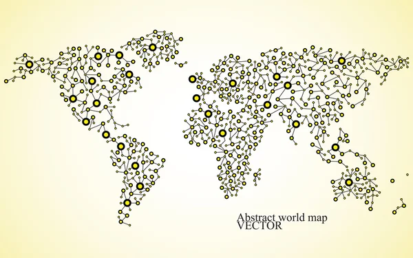 Mapa do mundo abstrato. Estrutura molecular. Ilustração vetorial. Eps 10 — Vetor de Stock