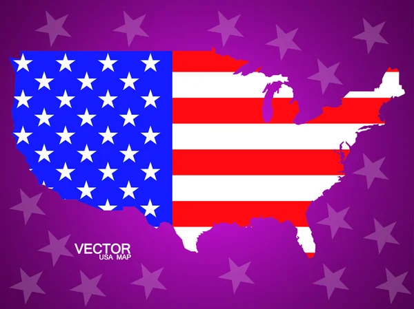 Kaart van Verenigde Staten van Amerika met vlag. Vectorillustratie. EPS-10 — Stockvector