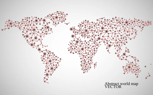 Mapa do mundo abstrato. Estrutura molecular. Ilustração vetorial. Eps 10 — Vetor de Stock