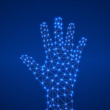 Soyut geometrik el noktalar ve çizgiler bağlanma. Modern teknoloji kavramı. Vektör çizim. EPS 10