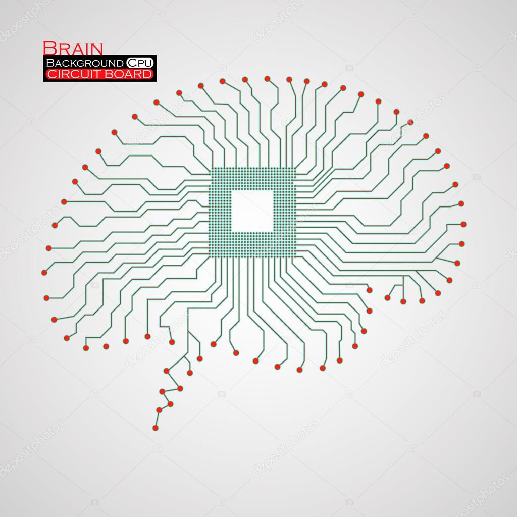 Brain. Cpu. Circuit board. Vector illustration. Eps 10