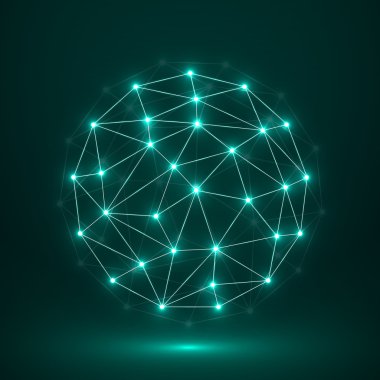 Soyut poligonal Küre, ağ bağlantıları. Fütüristik teknoloji stili