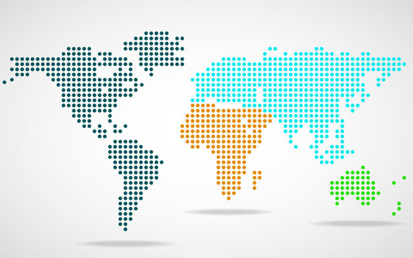 Abstract world map of round dots