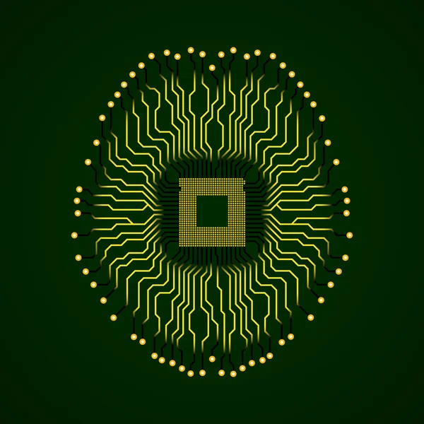 Cerveau. Cpu. Carte de circuit imprimé — Image vectorielle