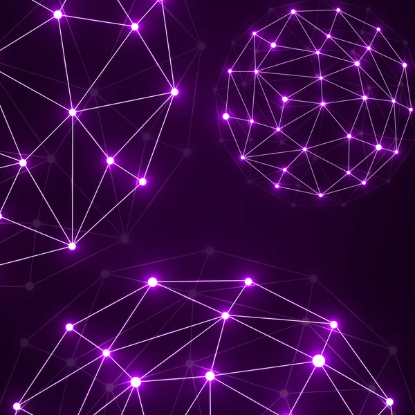 Esfera poligonal abstracta, conexiones de red. Estilo de tecnología futurista — Vector de stock