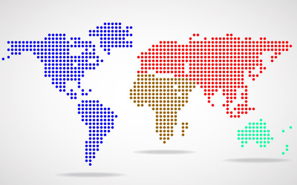 Abstract world map of round dots