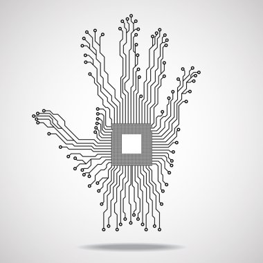El. CPU. Devre kartı. Vektör çizim. EPS 10