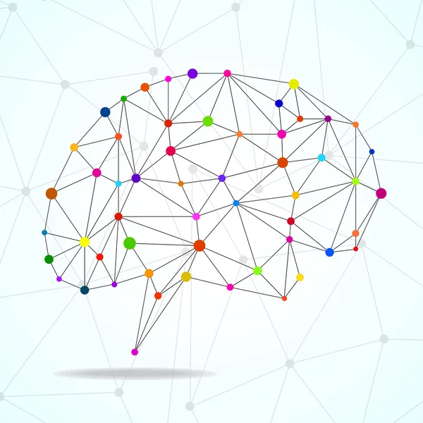 Abstracte geometrische hersenen, netwerkverbindingen. Vectorillustratie. EPS-10 — Stockvector