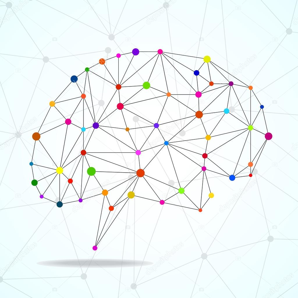 Abstract geometric brain, network connections. Vector illustration. Eps 10