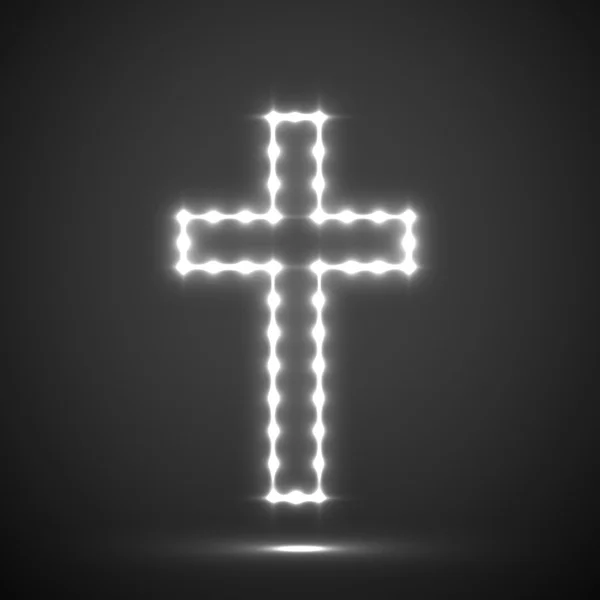 Brillante cruz. Símbolo cristiano — Vector de stock