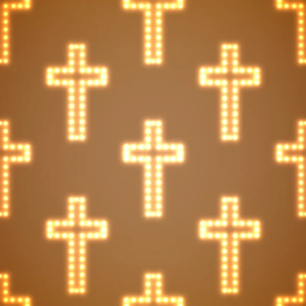 Croix religieuse rayonnante motif sans couture — Image vectorielle