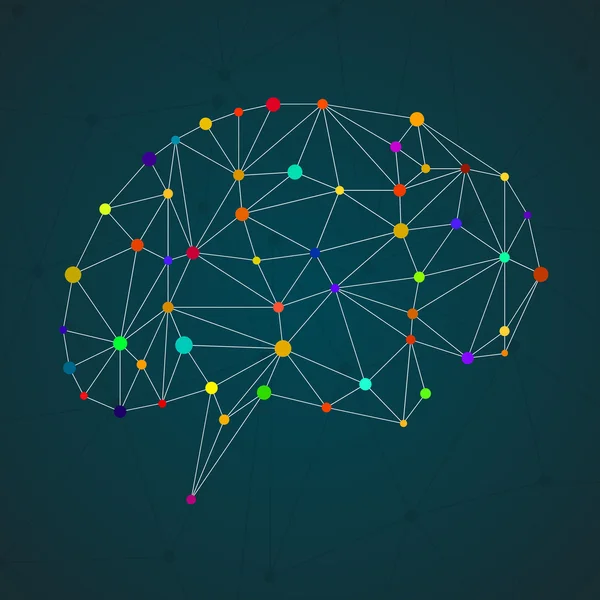 Abstracte geometrische hersenen, netwerkverbindingen — Stockvector