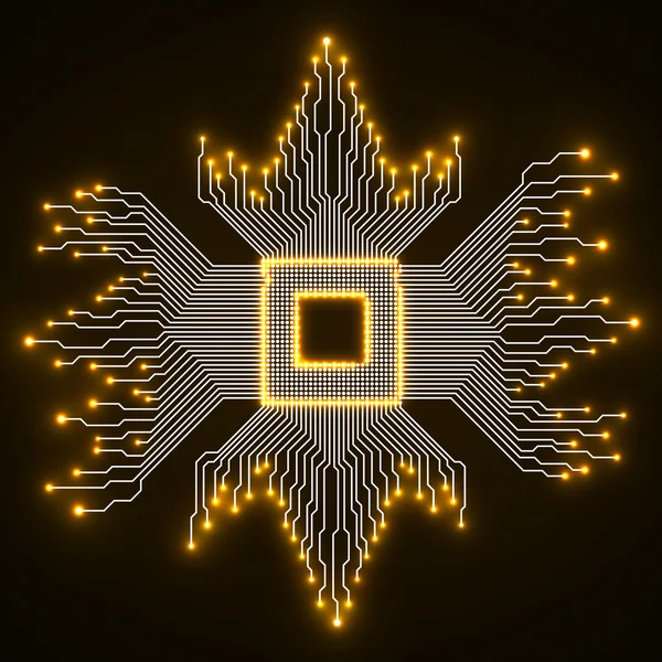 Cpu. Microprocesador. Microchip. Placa de circuito — Archivo Imágenes Vectoriales