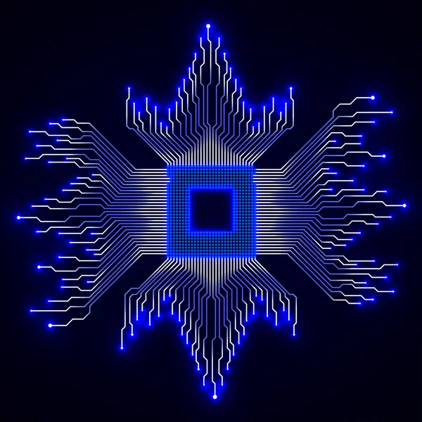 Cpu. Microprocesseur. Micropuce. Carte de circuit imprimé — Image vectorielle