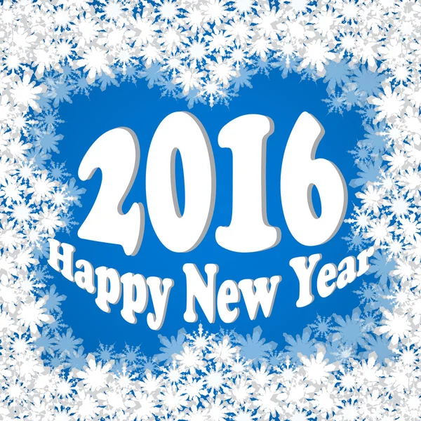 Bonne année 2016 flyer de célébration, bannière, affiche ou invitation avec texte élégant sur flocons de neige — Image vectorielle
