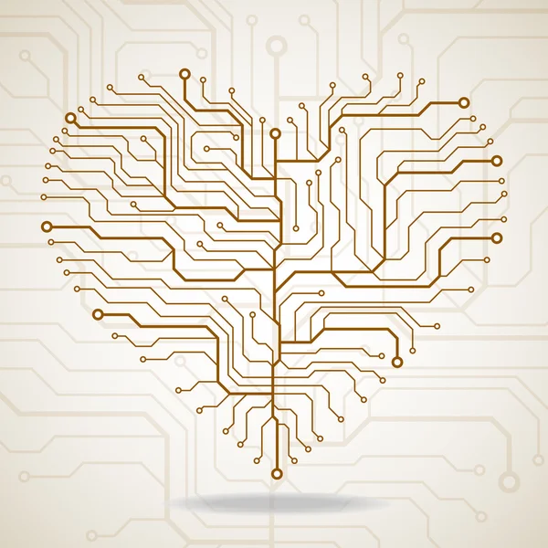 Valentine's background with circuit board on heart shape — Stock Vector