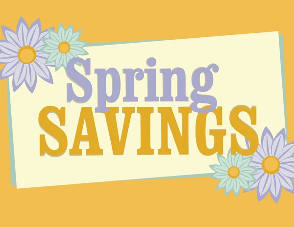 Spring savings sign with flowers — Stock Vector