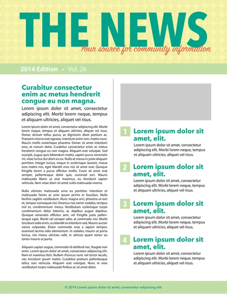 Page layout newsletter for use with business or non profit — Image vectorielle