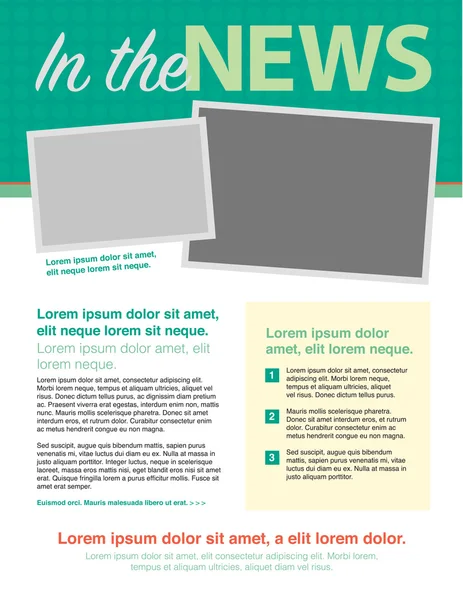 Newsletter zum Seitenlayout — Stockvektor