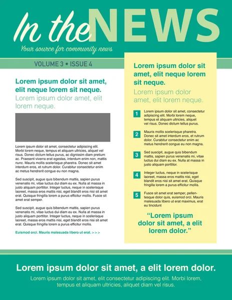 Newsletter tata letak halaman - Stok Vektor