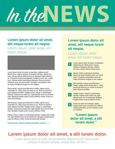 Newsletter zum Seitenlayout — Stockvektor