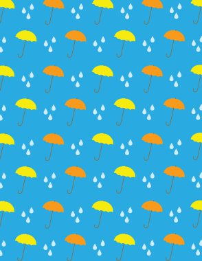 Şemsiye ve yağmur damla desen